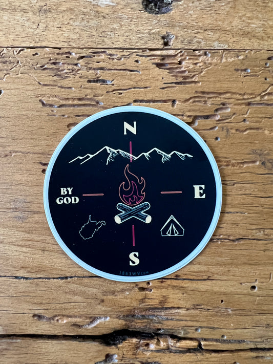 West By God Compass Sticker